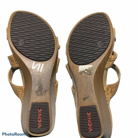 Vionic Radia Gold Cork Wedge Comfort Sandals Women's Size 7 - Picture 9 of 12
